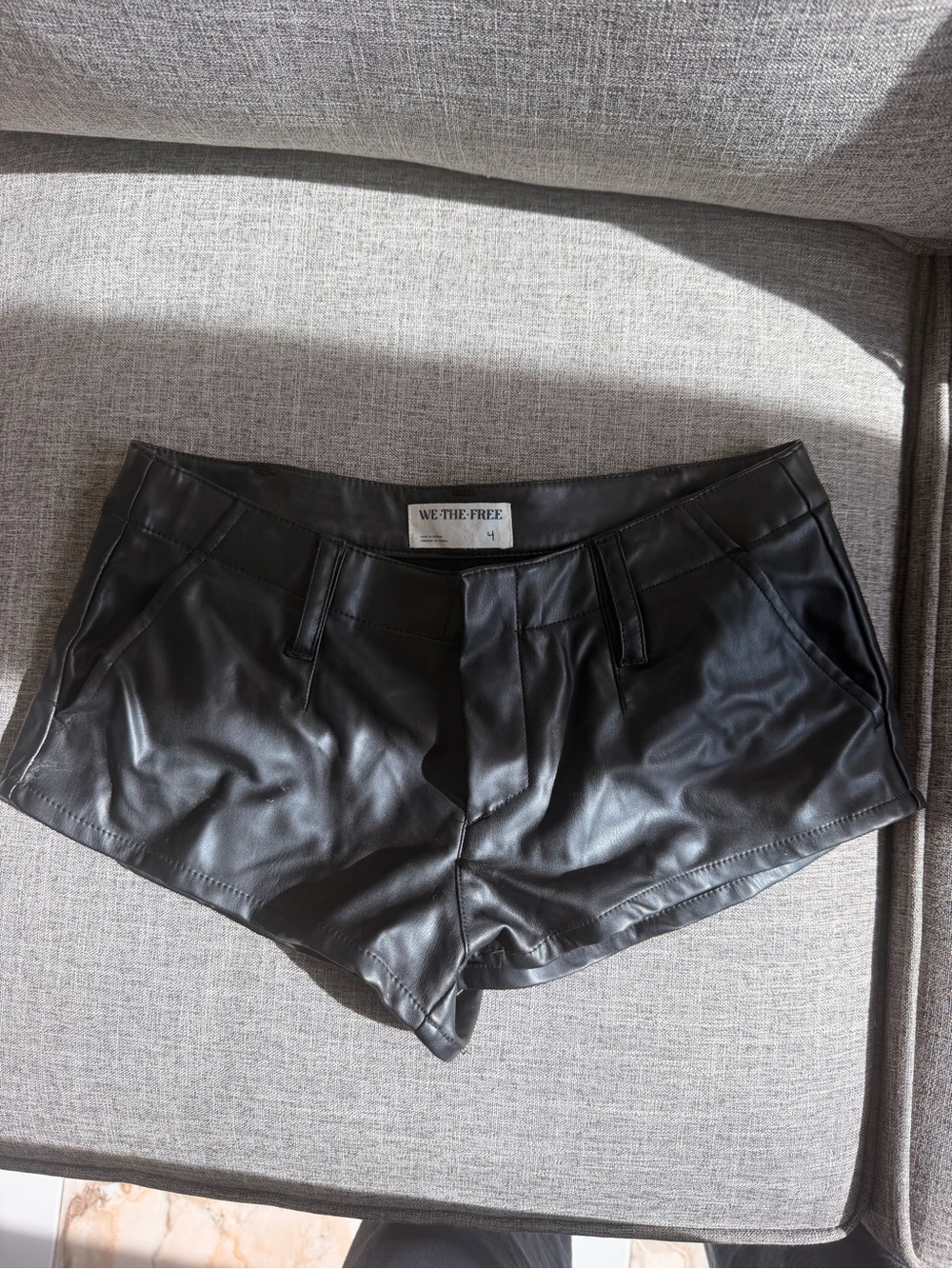 We The Free Black Faux Leather Jean Shorts